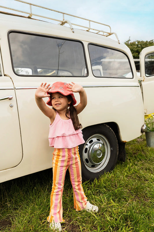 Leggings a zampa a righe multicolor