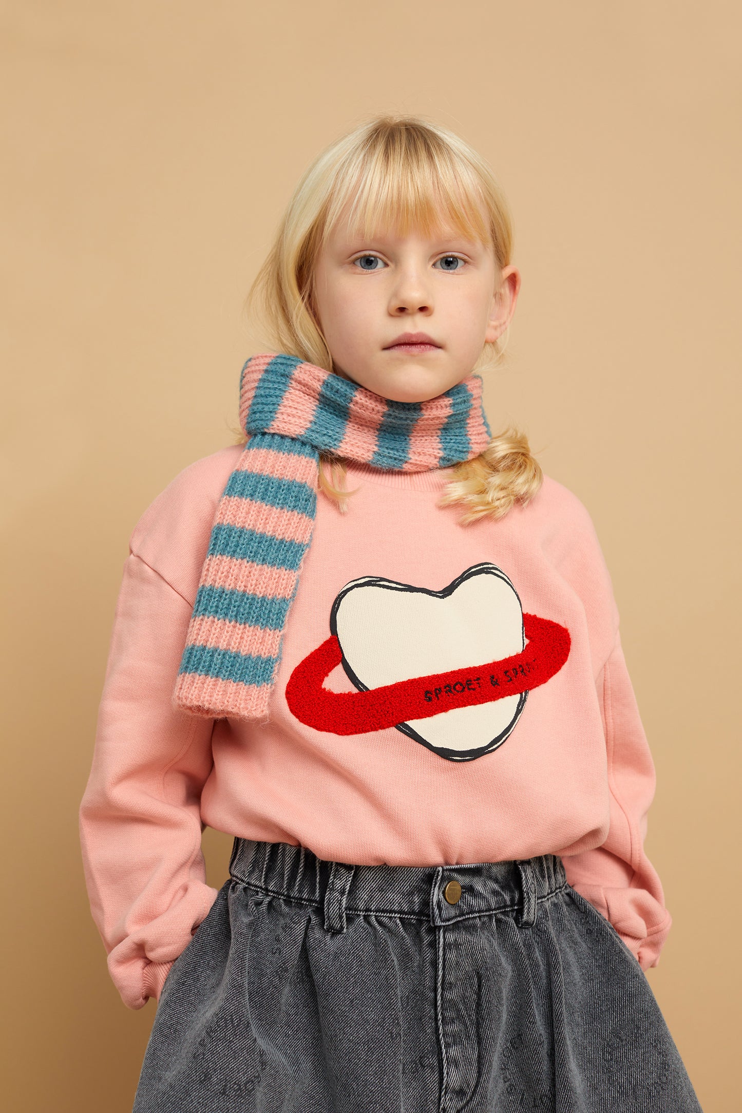 Felpa color pesca Heart Saturn