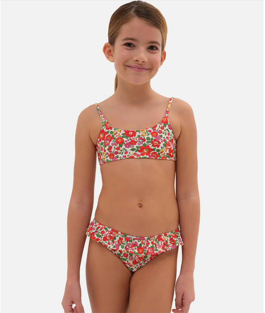 Bikini in Lycra Liberty fiori rossi