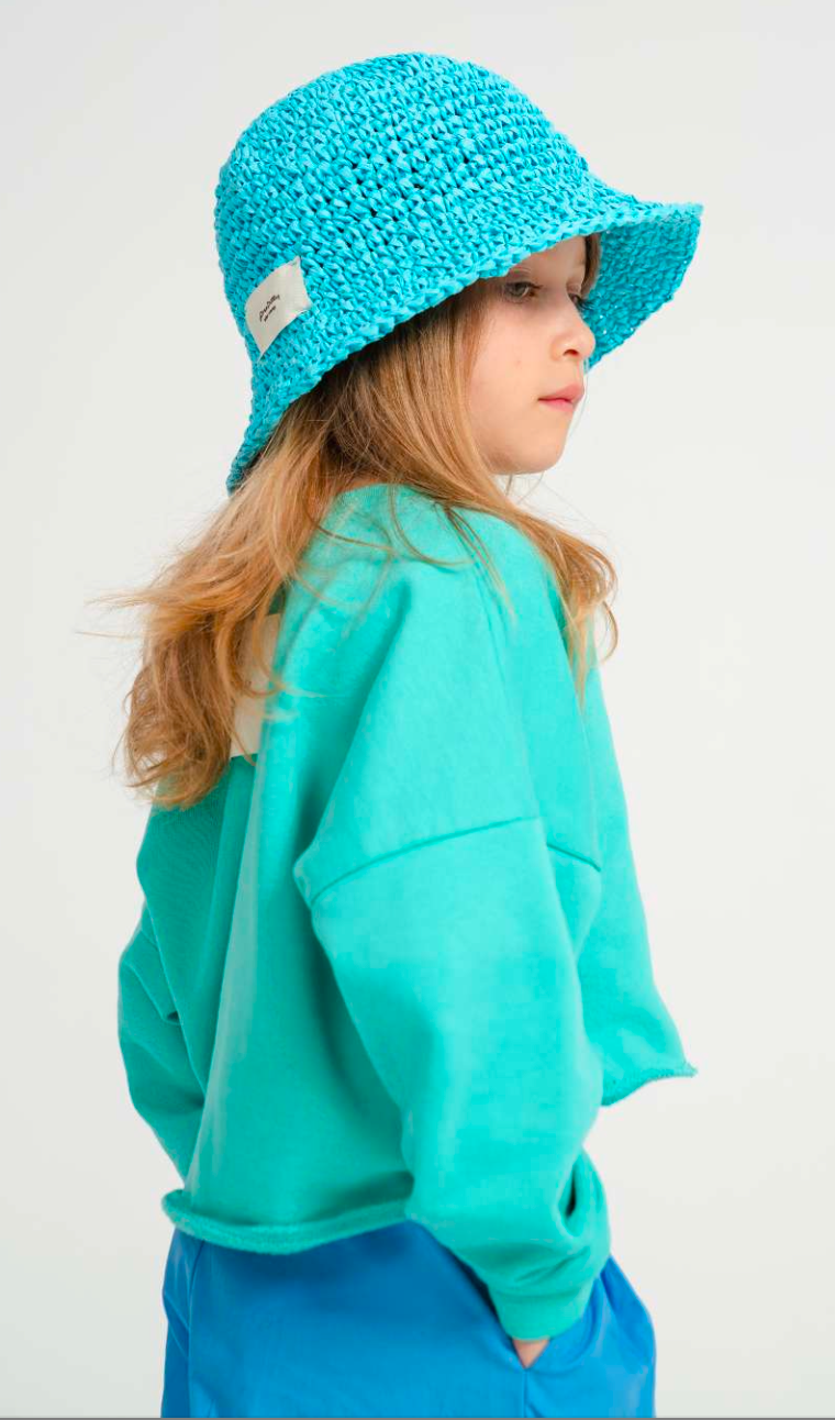 Felpa crop maniche lunghe color acqua marina