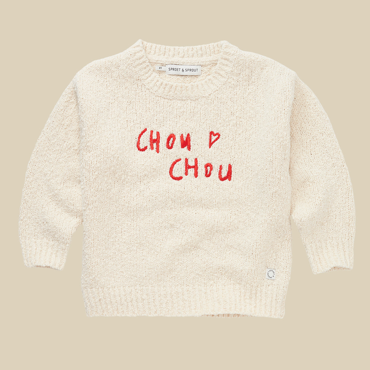 Maglione avorio stampa "Chou Chou"