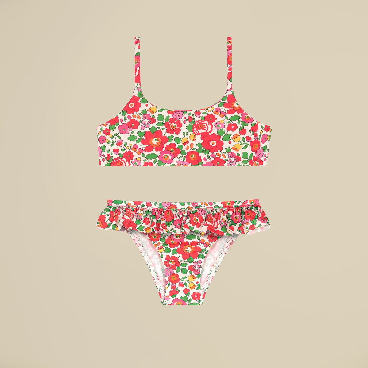 Bikini in Lycra Liberty fiori rossi