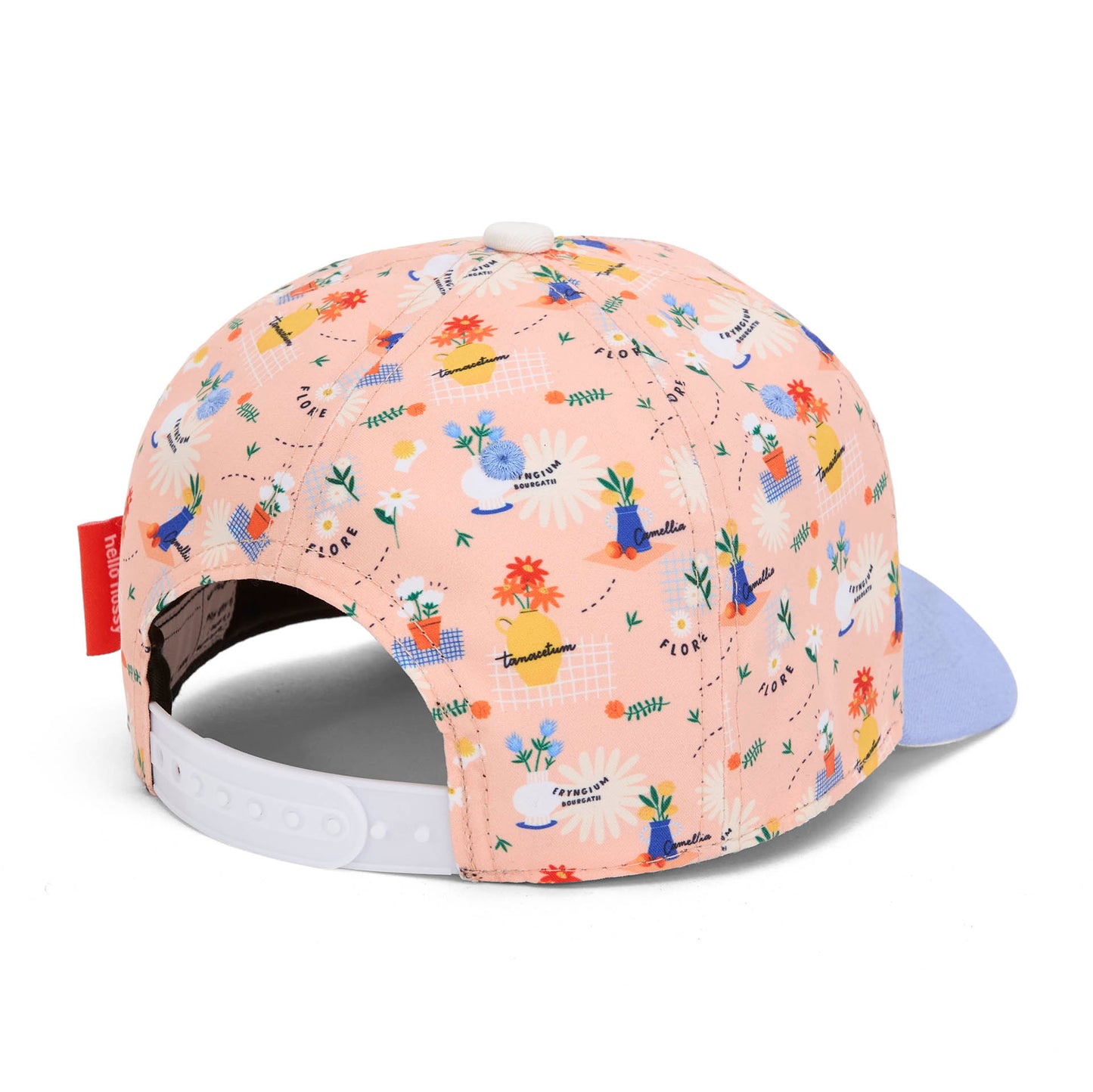 Cappellino in cotone bio rosa con fiori