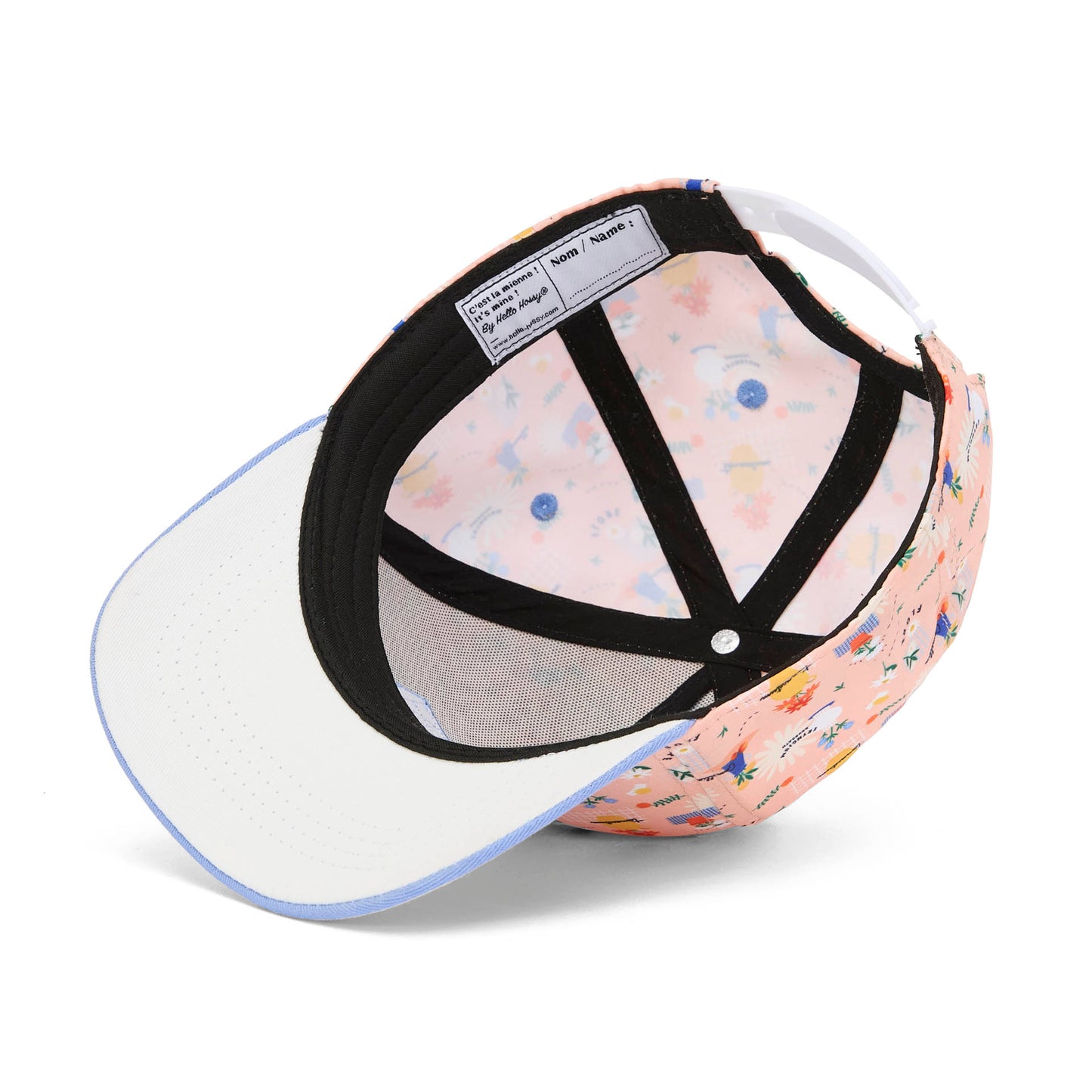 Cappellino in cotone bio rosa con fiori