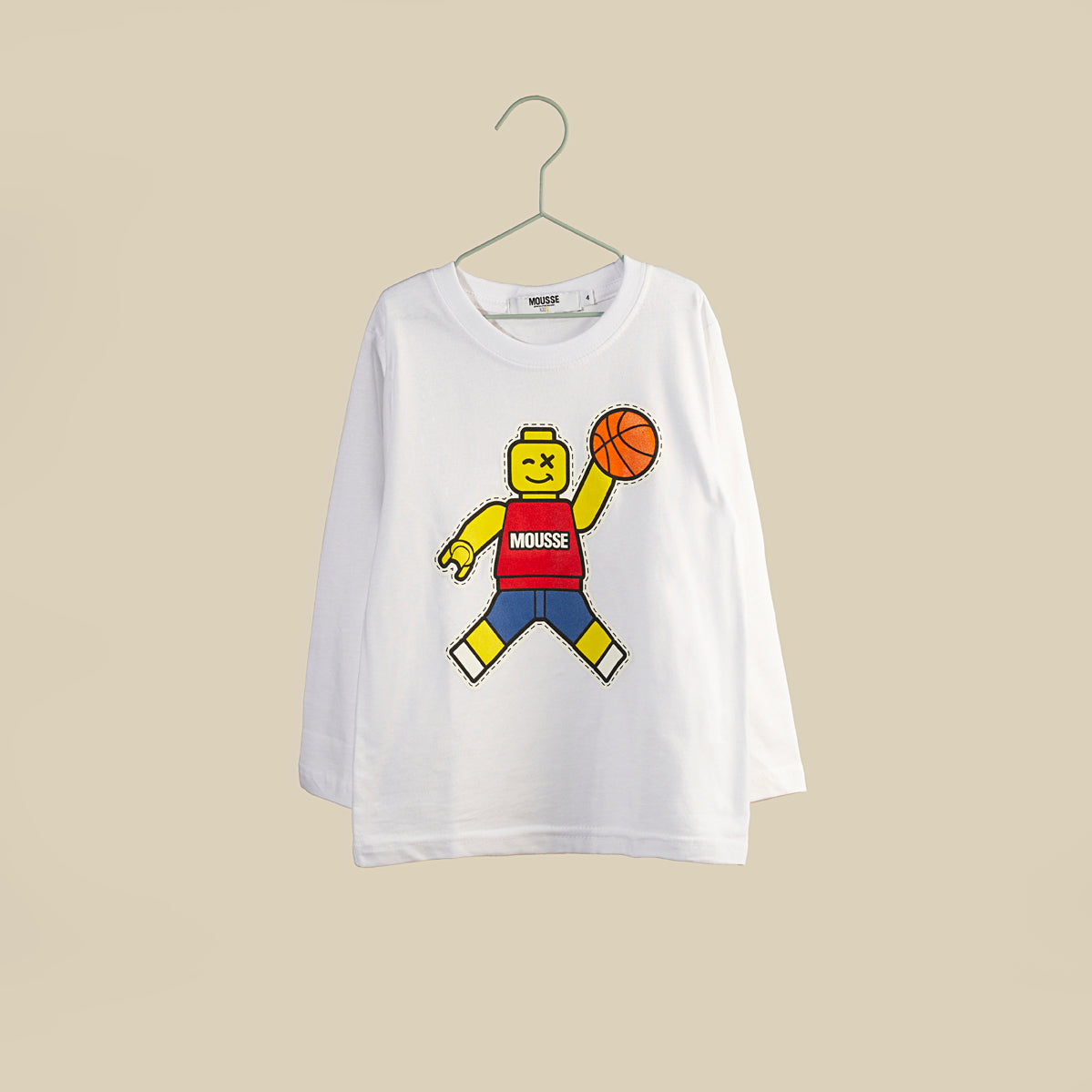 T-shirt bianca maniche lunghe con omino