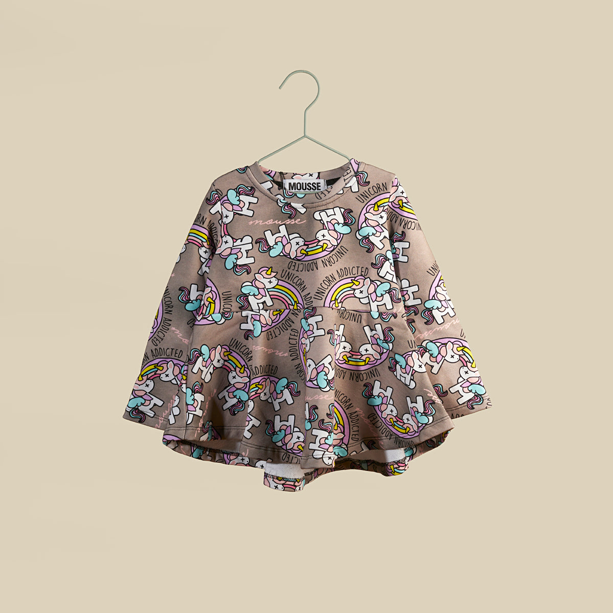 Felpa grigia con balze Unicorn Addicted