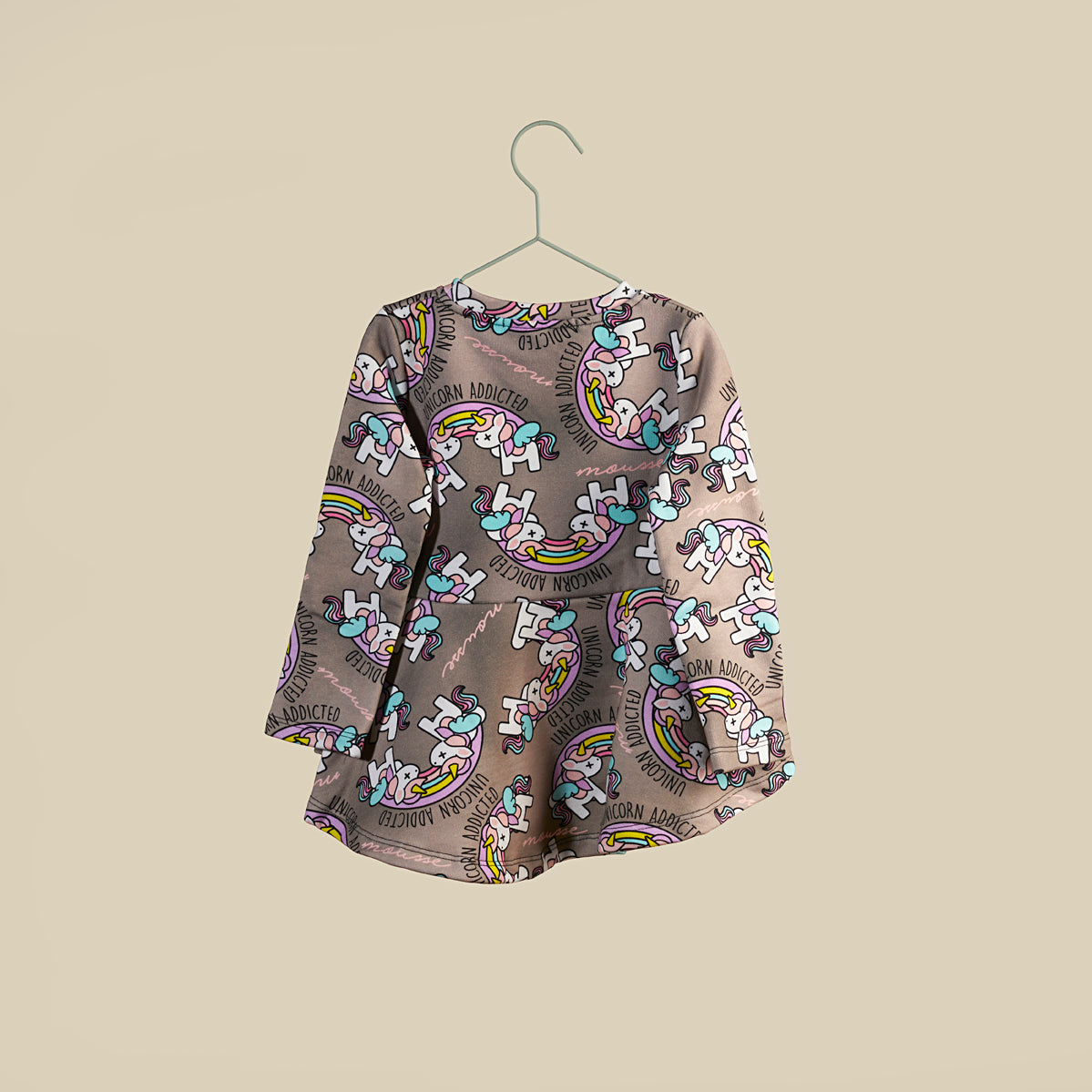 Felpa grigia con balze Unicorn Addicted