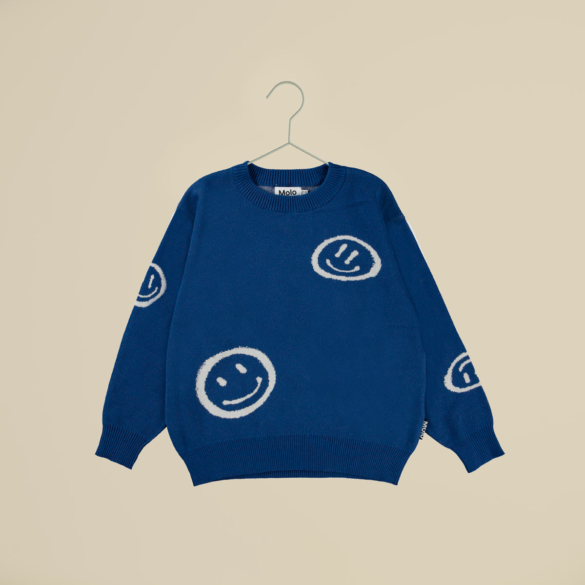 Maglione blu con stampe Smile