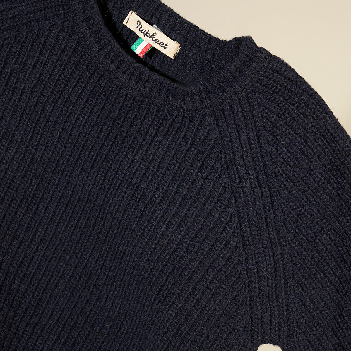 Maglione girocollo blu navy in lana