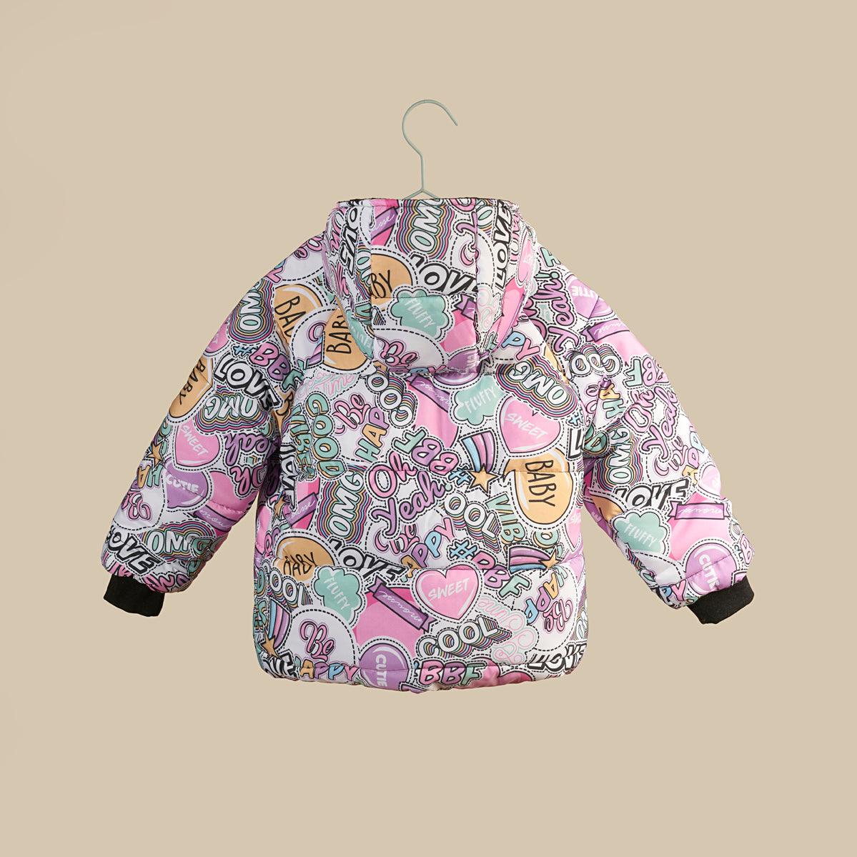 Piumino con cappuccio e zip, fantasia Lovely Cloud