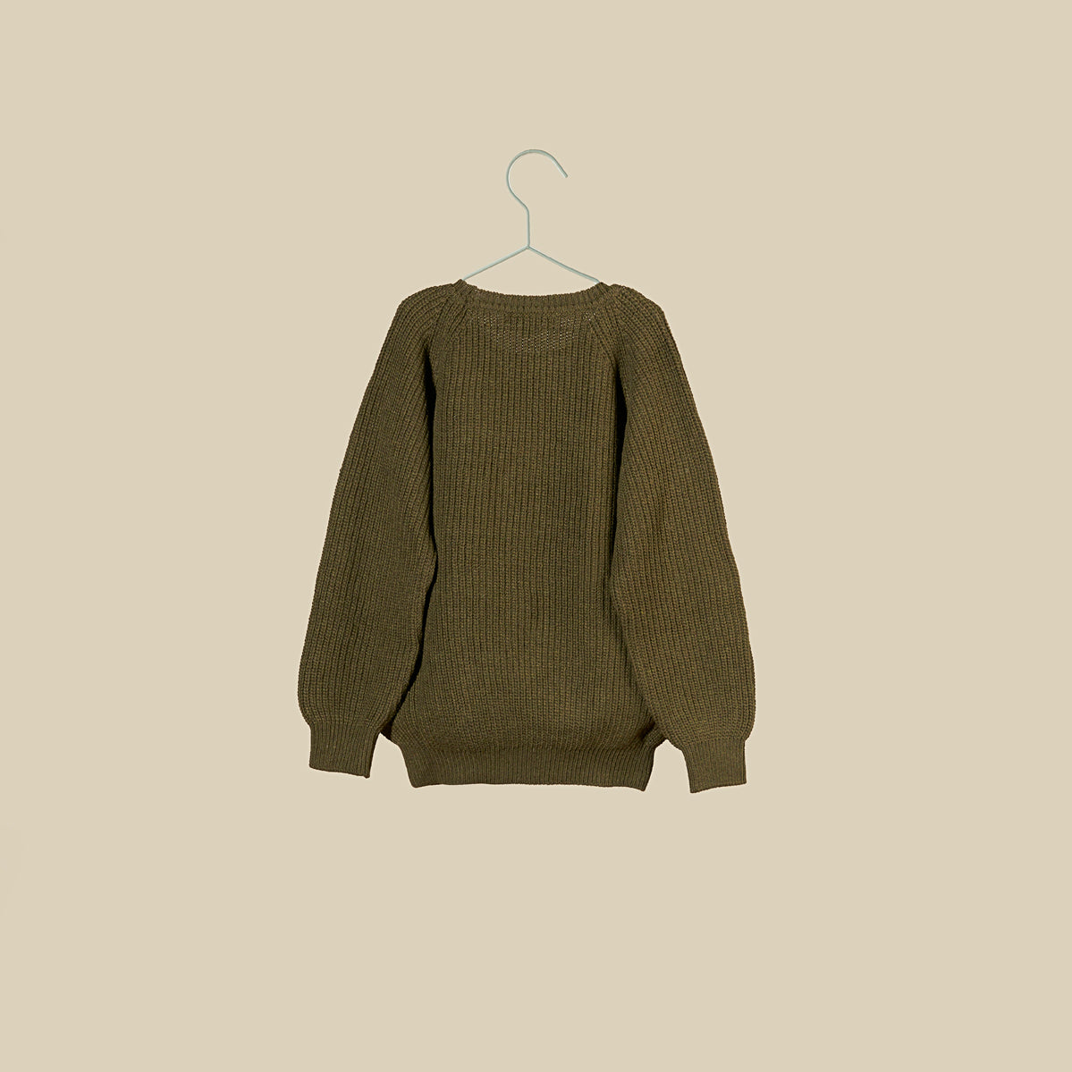 Maglione girocollo verde militare in lana