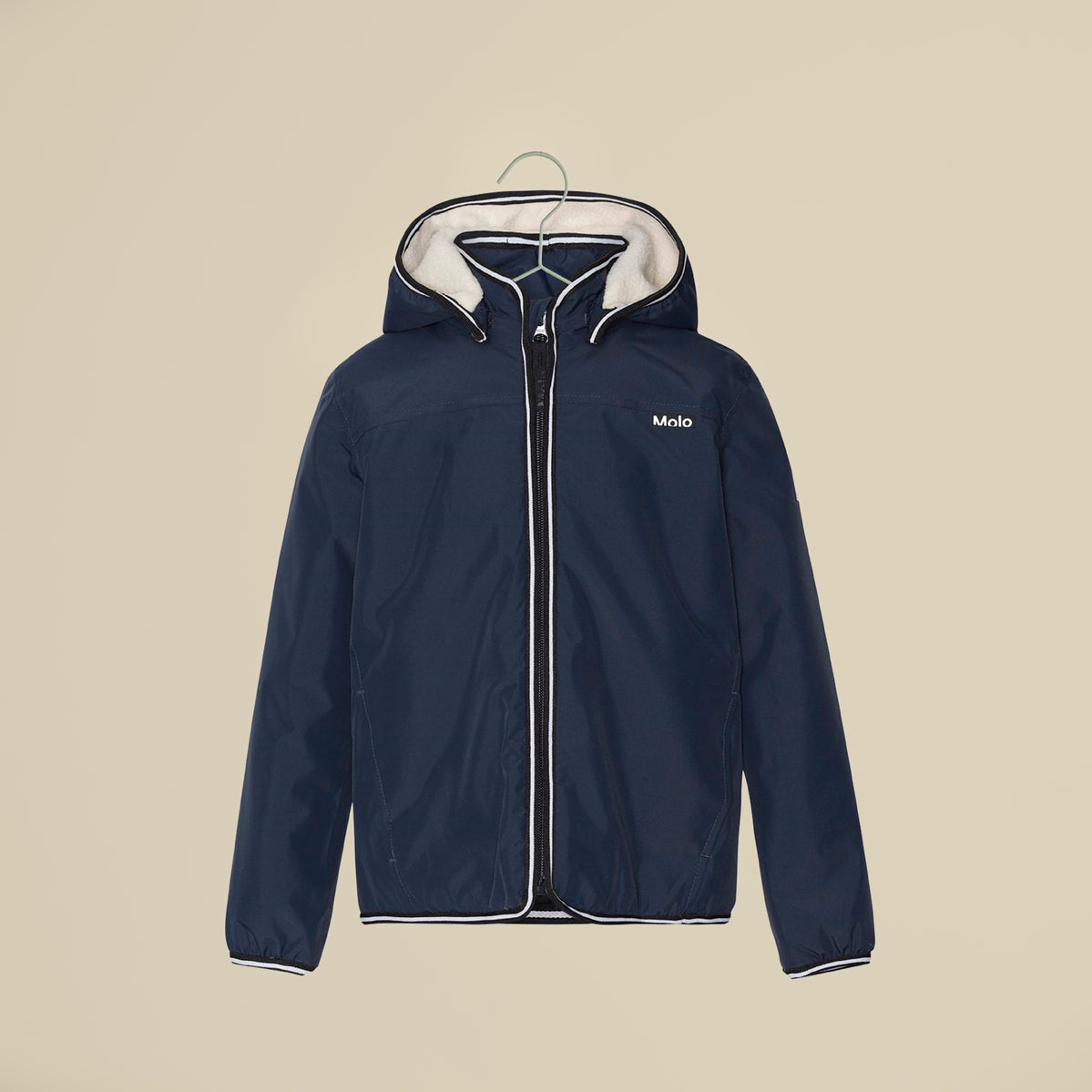 Piumino imbottito blu con cappuccio e zip