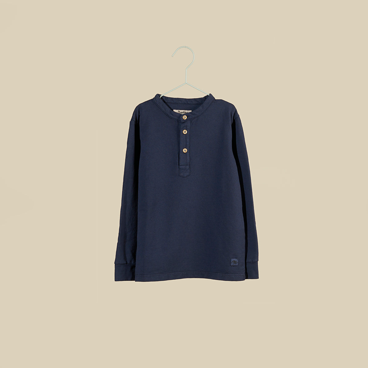 Maglietta serafino manica lunga blu navy