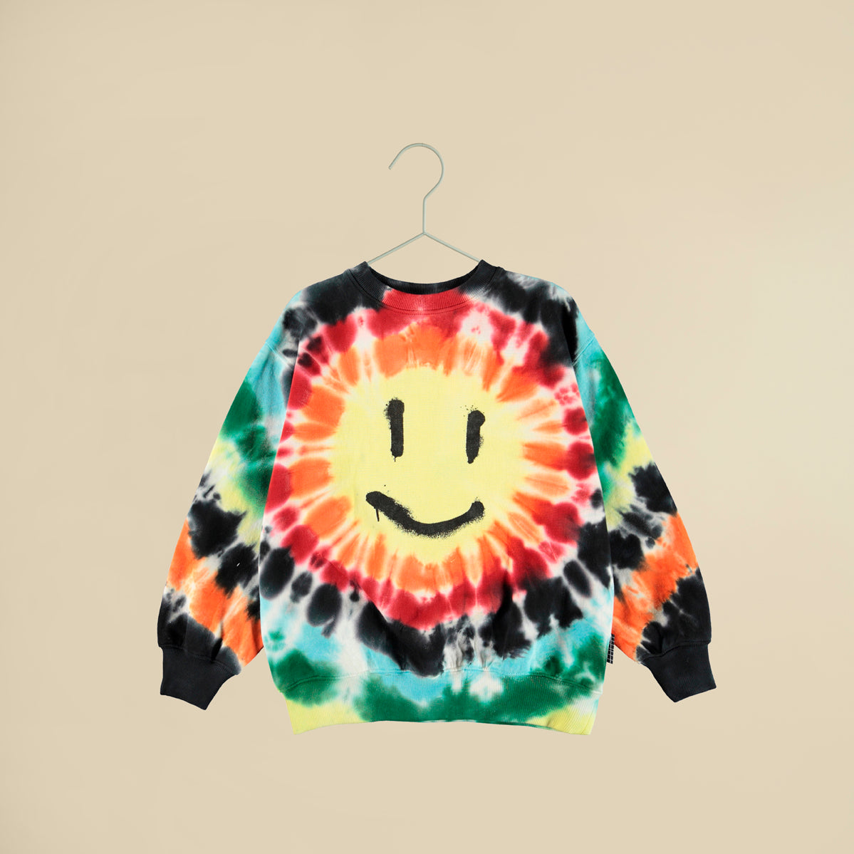 Felpa girocollo multicolor con stampa Smile