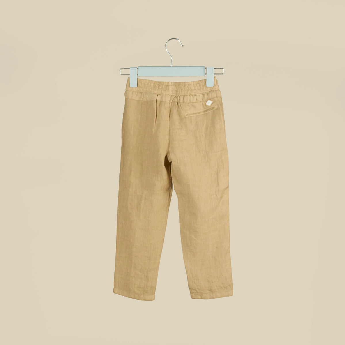 Pantalone sabbia in lino con elastico in vita