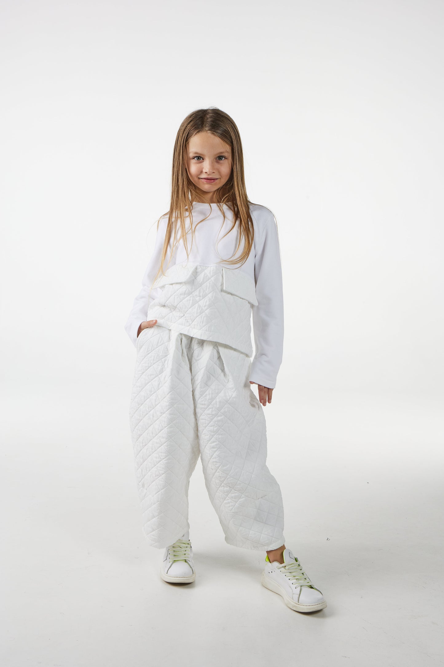 Pantalone trapuntato bianco