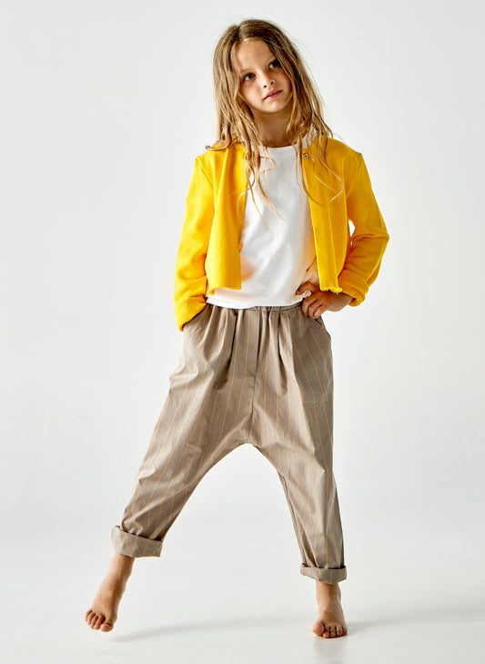 Pantalone unisex baggy in cotone gessato