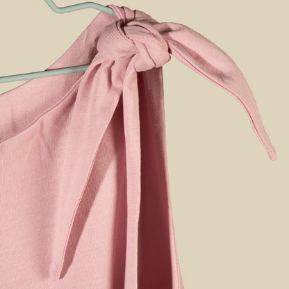 Top o mini abito rosa chiaro senza maniche con nodi