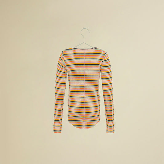 Maglietta maniche lunghe in cotone a costine