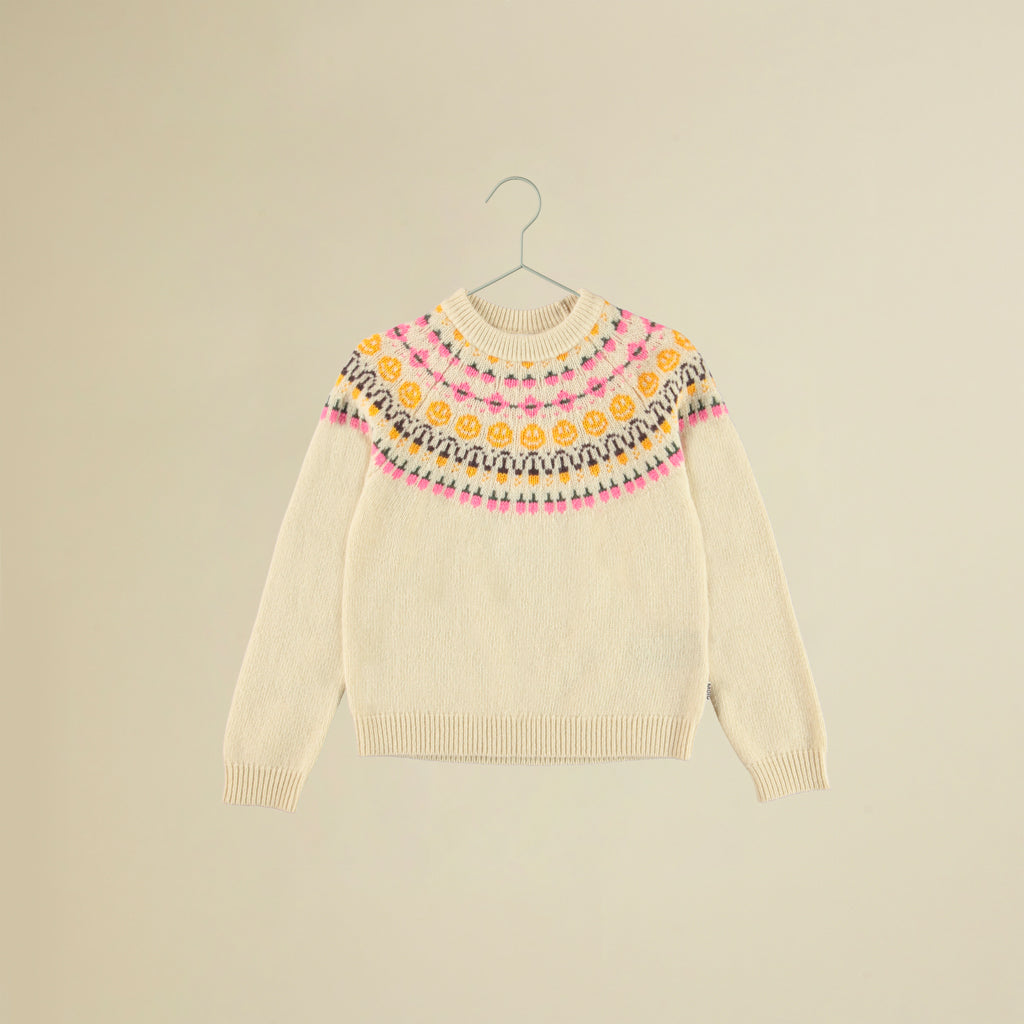 Maglione color panna in lana, maniche lunghe