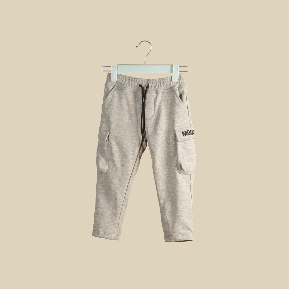 Pantalone cargo in tuta grigia con elastico in vita
