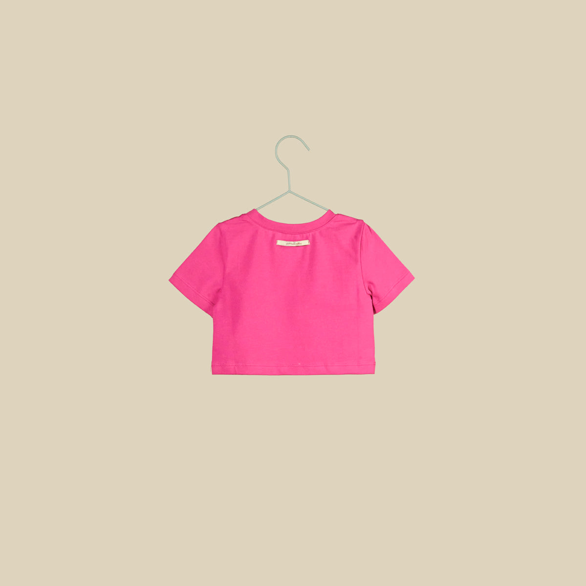 T-shirt crop in jersey di cotone color peonia