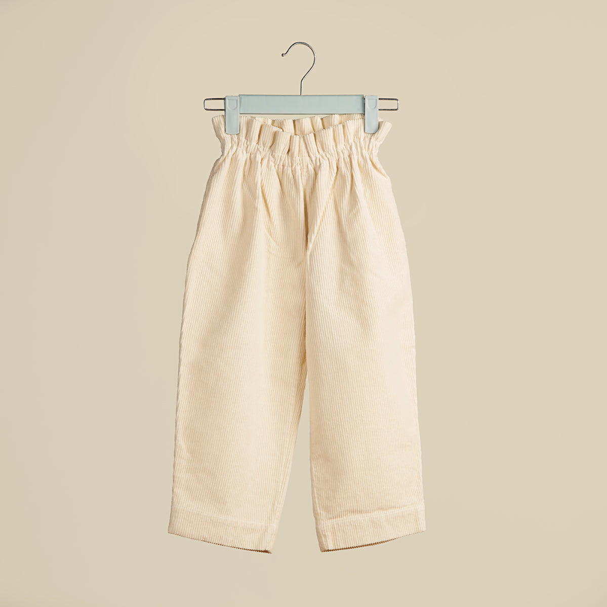 Pantalone vita alta in velluto bianco