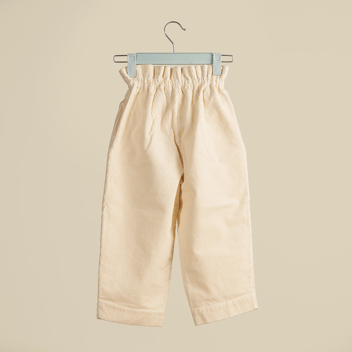 Pantalone vita alta in velluto bianco