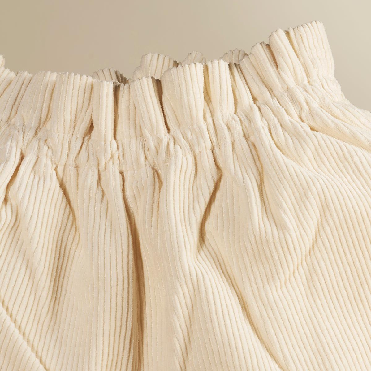Pantalone vita alta in velluto bianco