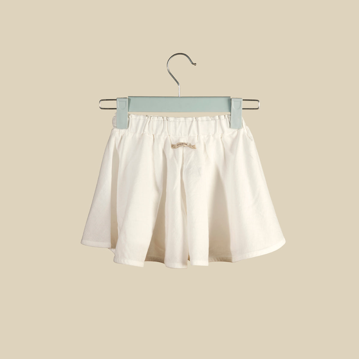 Shorts a ruota bianco in lino e cotone