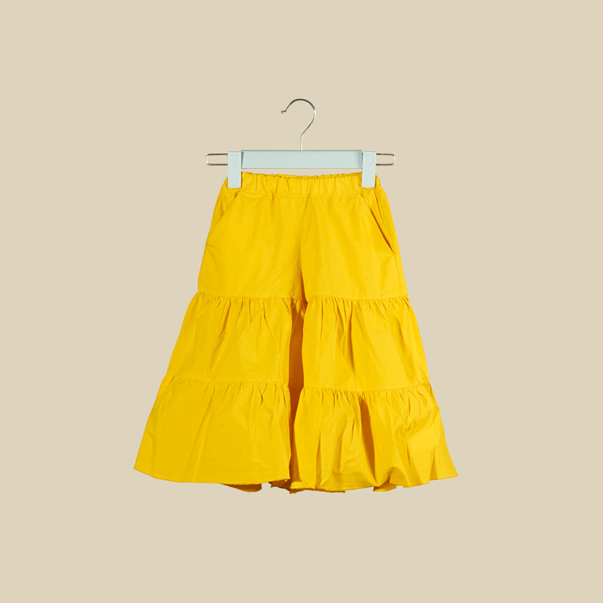 Pantalone ampio a balze giallo girasole