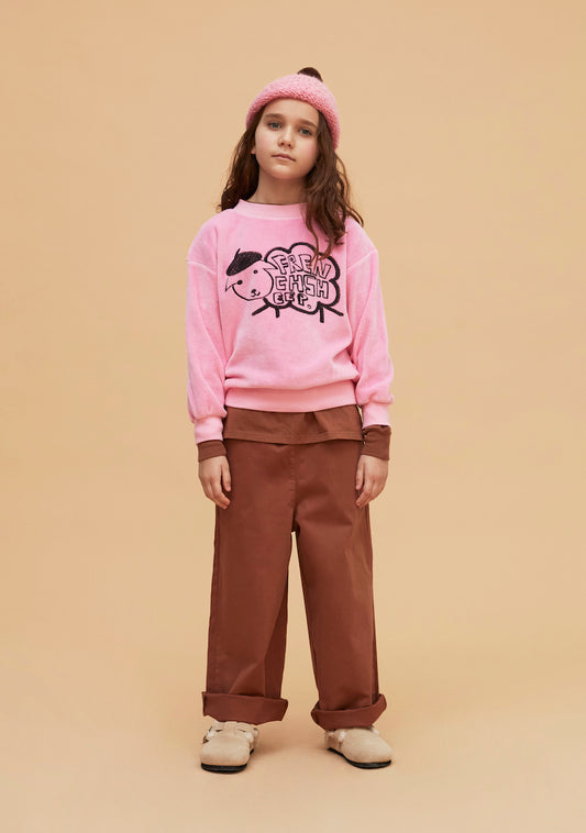 Felpa rosa in ciniglia con pecorella