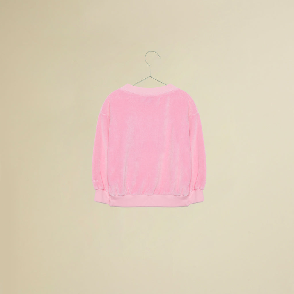 Felpa rosa in ciniglia con pecorella