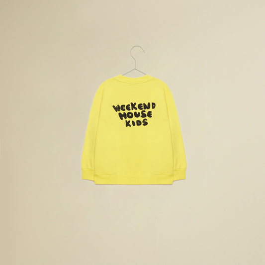 Felpa maniche lunghe gialla con uccellino