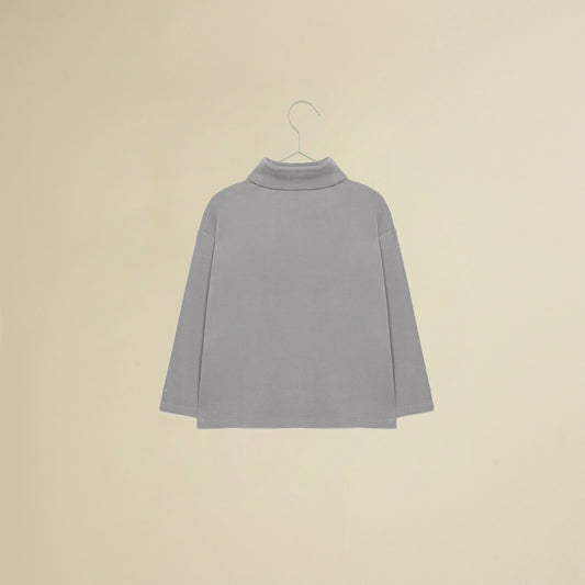 Maglietta collo alto manica lunga grigia
