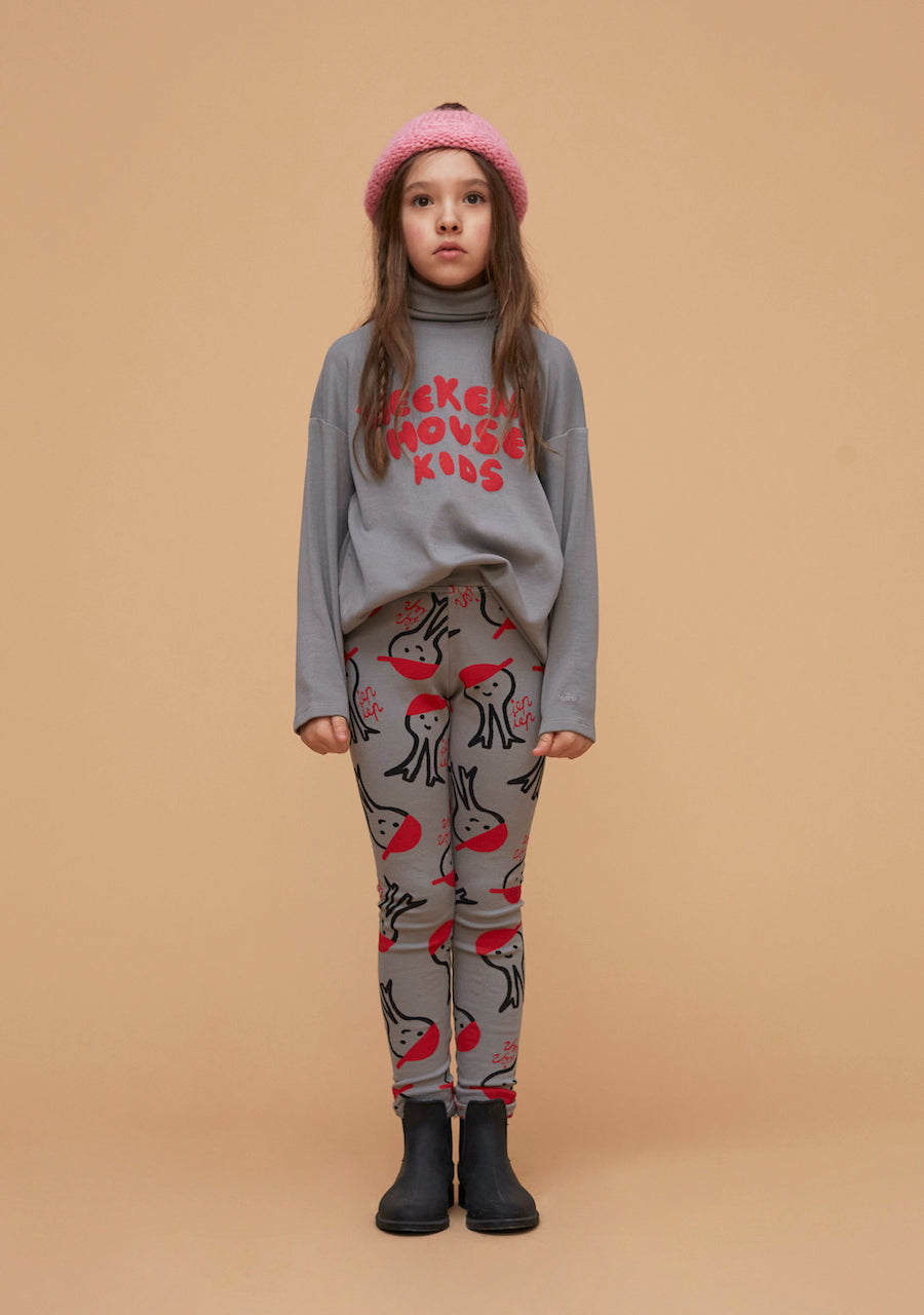 Leggings grigi con polpo con cappellino