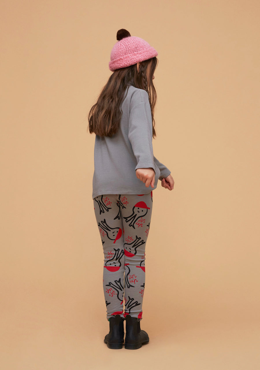 Leggings grigi con polpo con cappellino