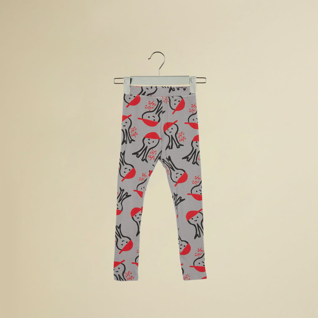 Leggings grigi con polpo con cappellino