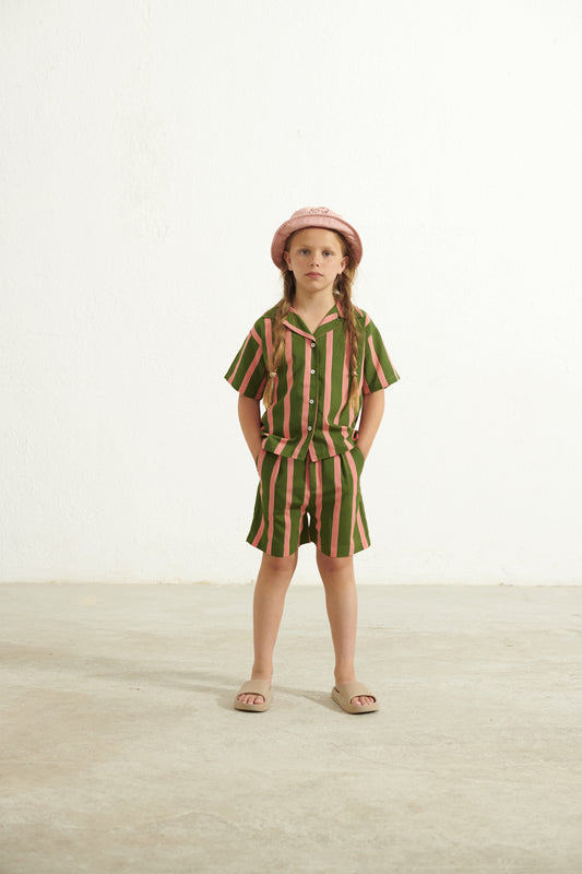 Bermuda a righe rosa e verdi