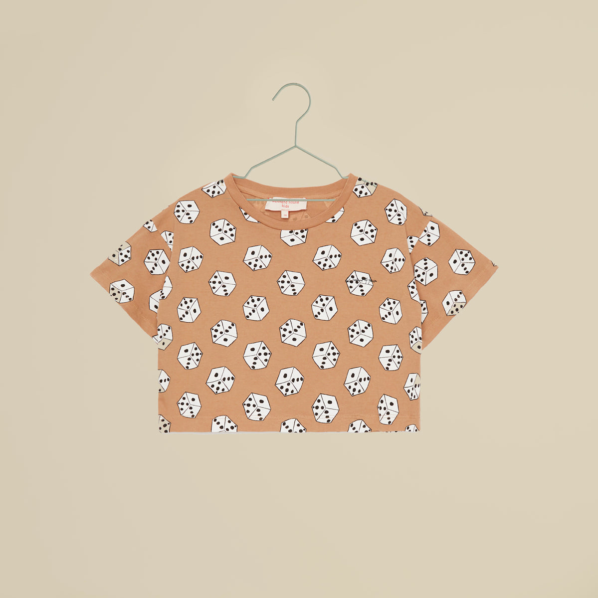 T-shirt crop con stampa con cubi