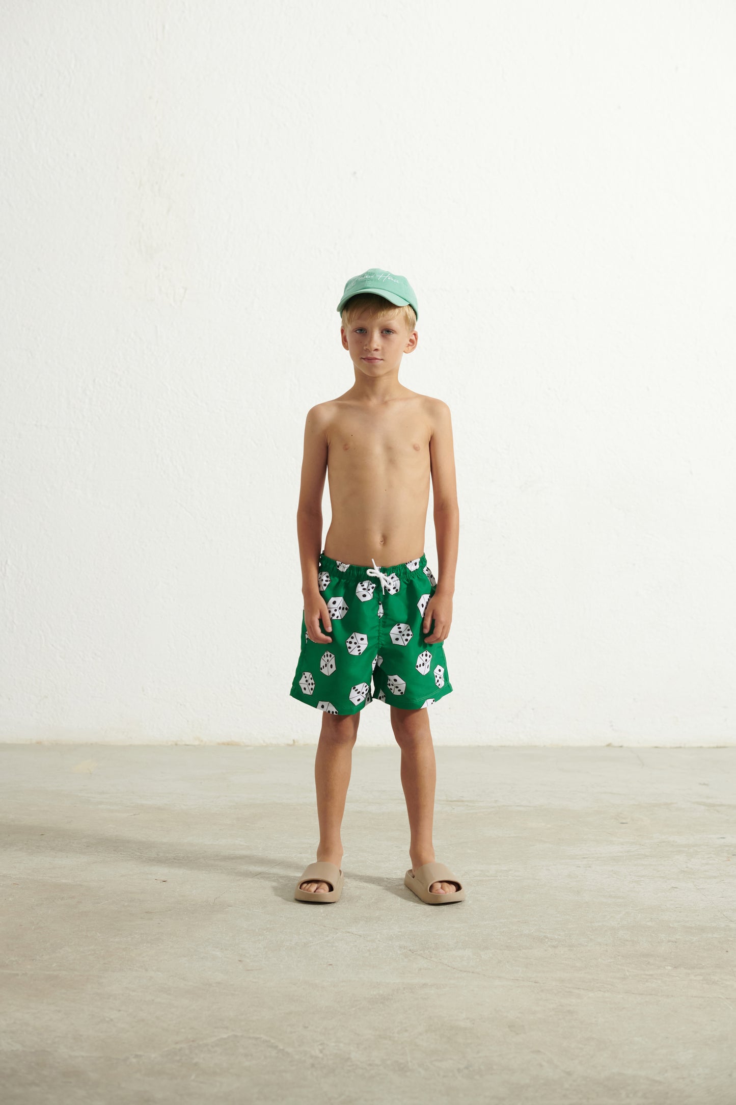 Costume boxer verde con dadi
