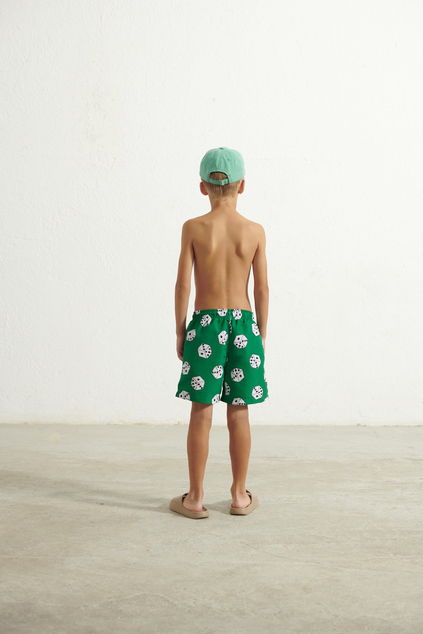 Costume boxer verde con dadi