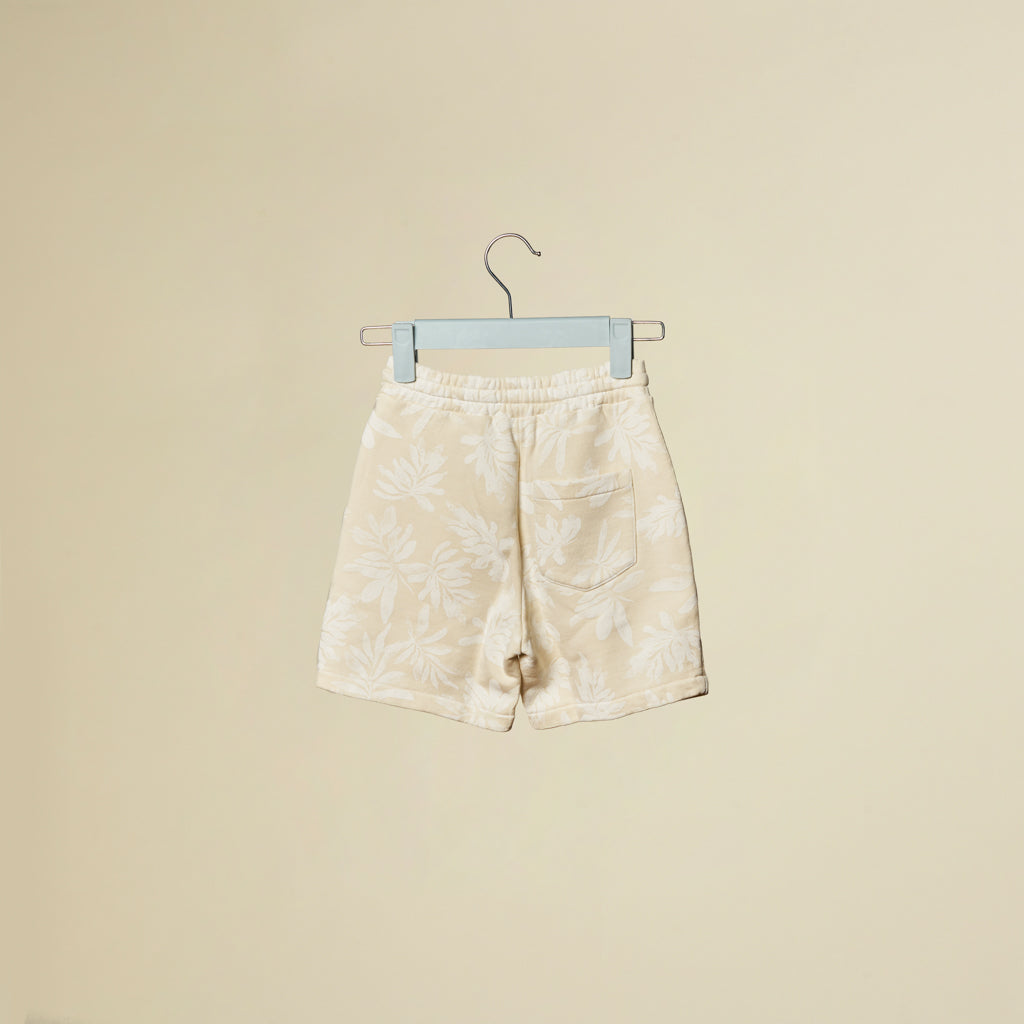 Shorts felpati con stampa foglie