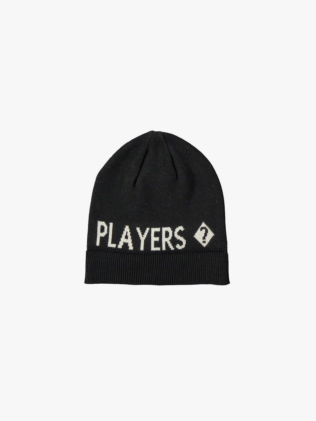 Cappellino tricot in cotone nero con scritta nascosta