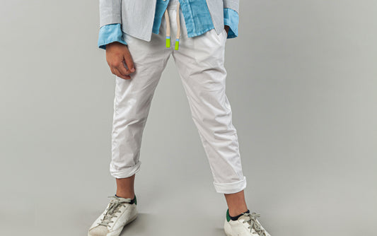 Pantalone bianco in tessuto parachute