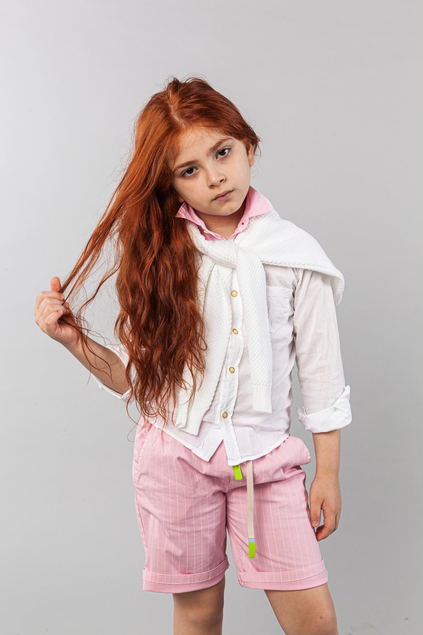 Shorts rosa a righe