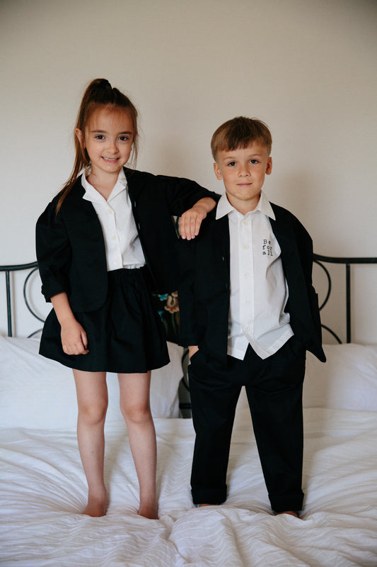 Gonna corta in tessuto gabardine nero