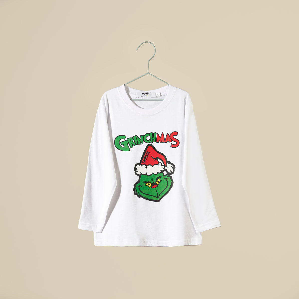 T-shirt Xmas bianca a manica lunga Grinch