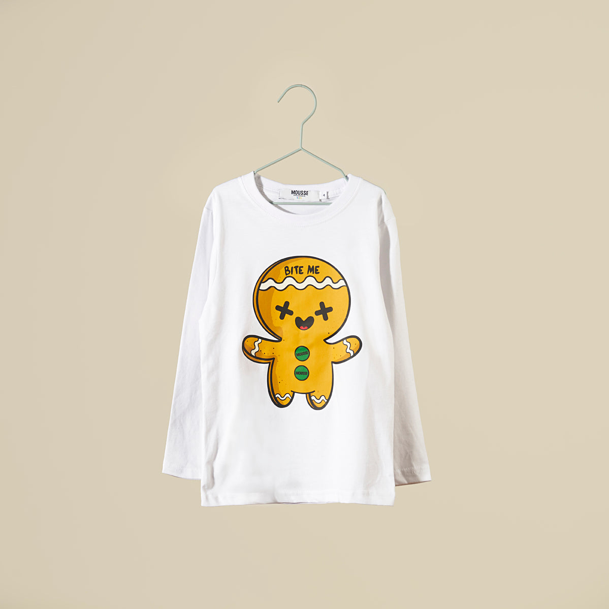 T-shirt Xmas bianca a manica lunga Cookie