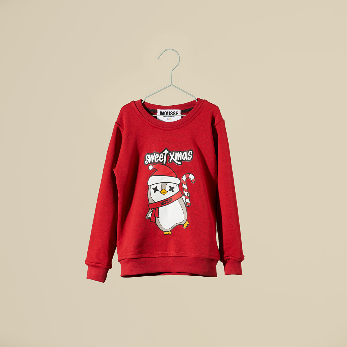 Felpa rossa girocollo Sweet Xmas